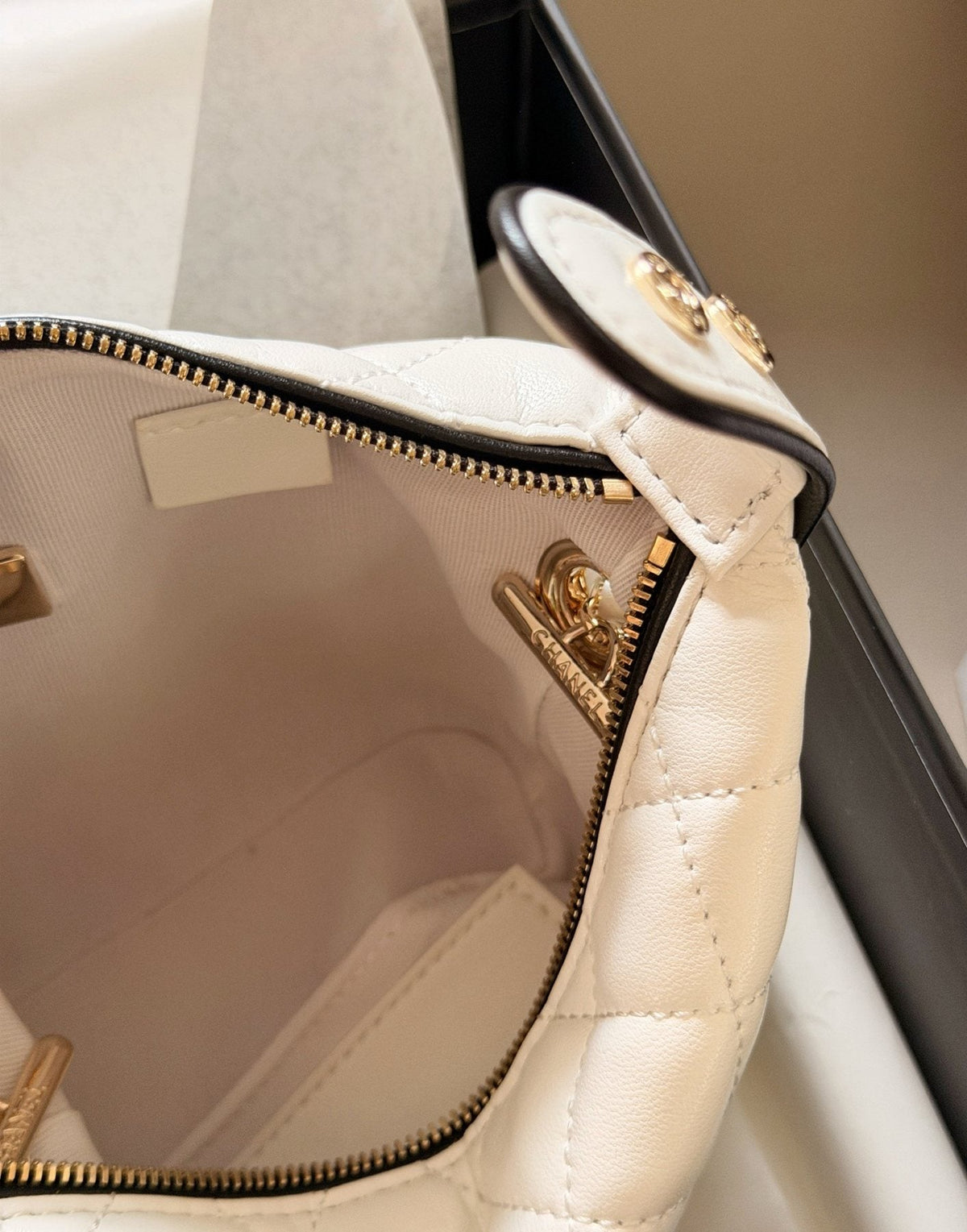 Chanel Quilted Box Top-Handle Bag — detail
