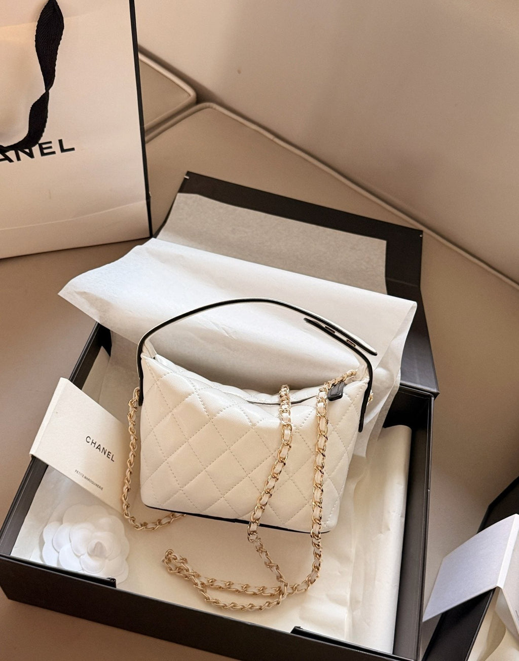Chanel Quilted Box Top-Handle Bag — back