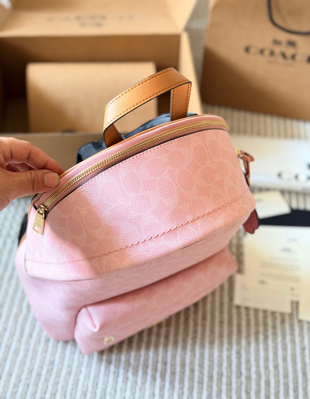 Coach Taylor Monogram Zip-Pocket Backpack — detail