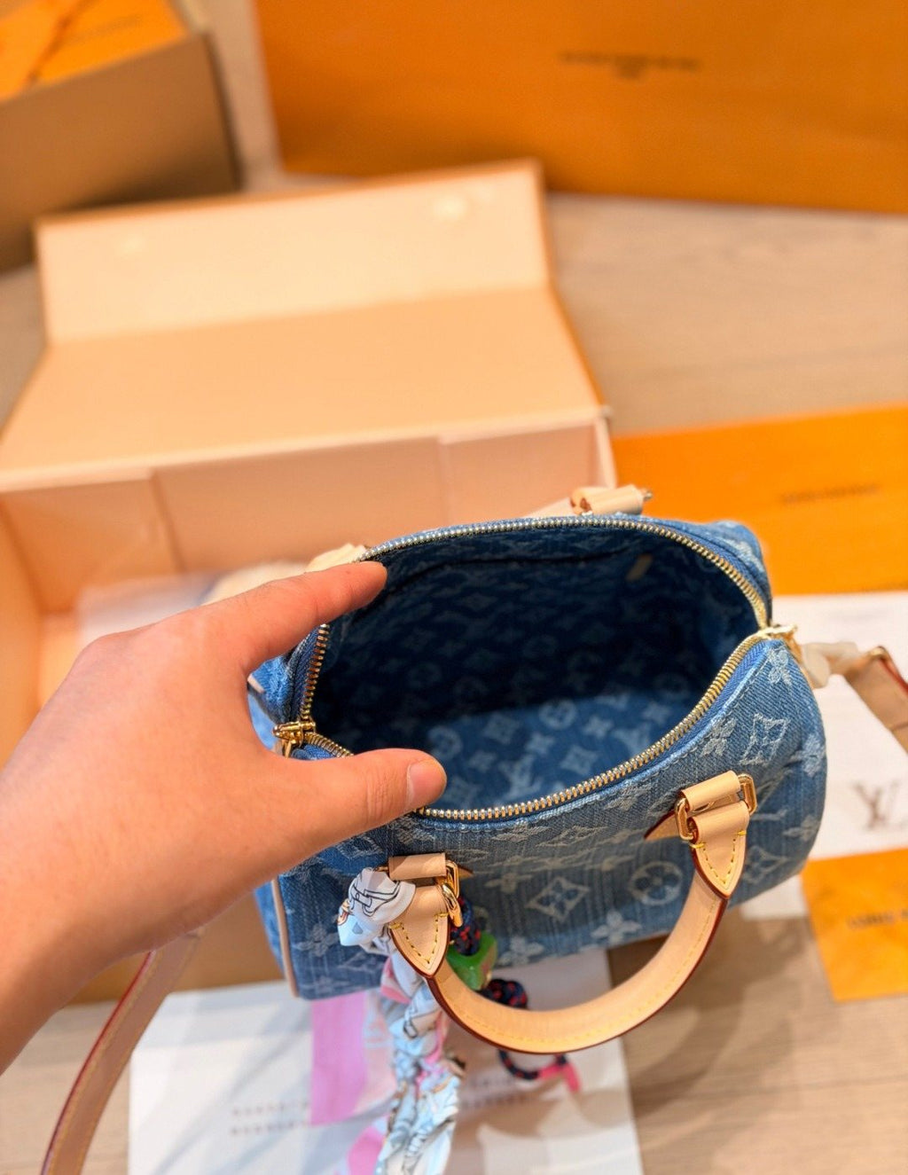 Louis Vuitton Nano Speedy Monogram Denim Bag — detail