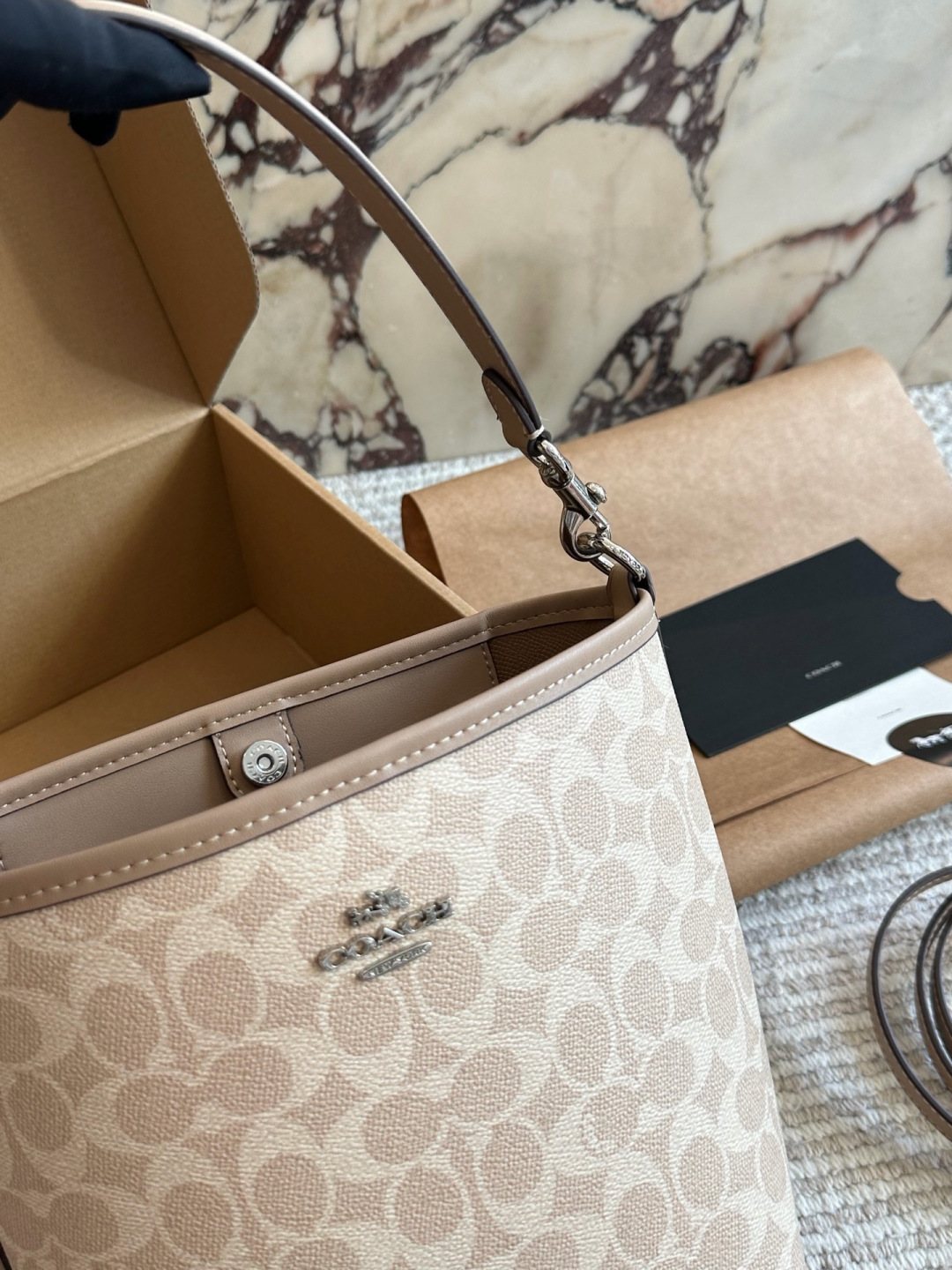 Coach Signature Pattern Bucket Bag — detail