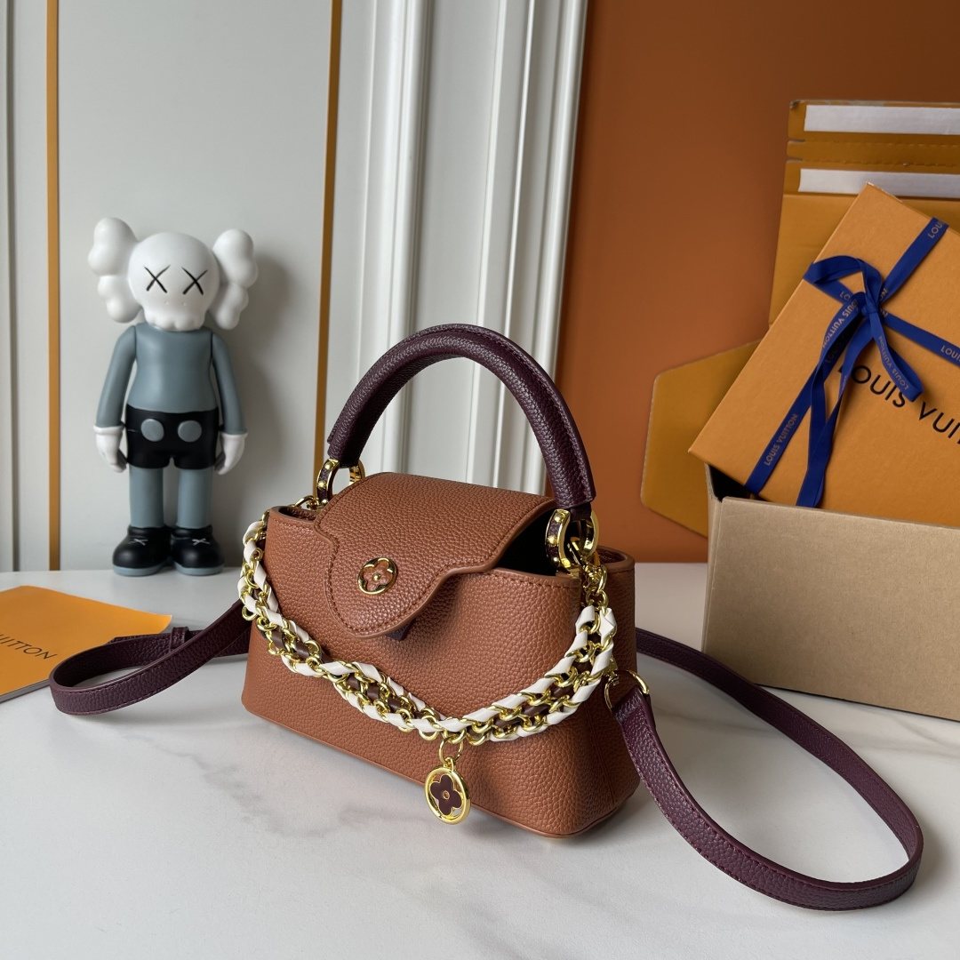 Louis Vuitton Capucines East West Floral Chain Handbag — front