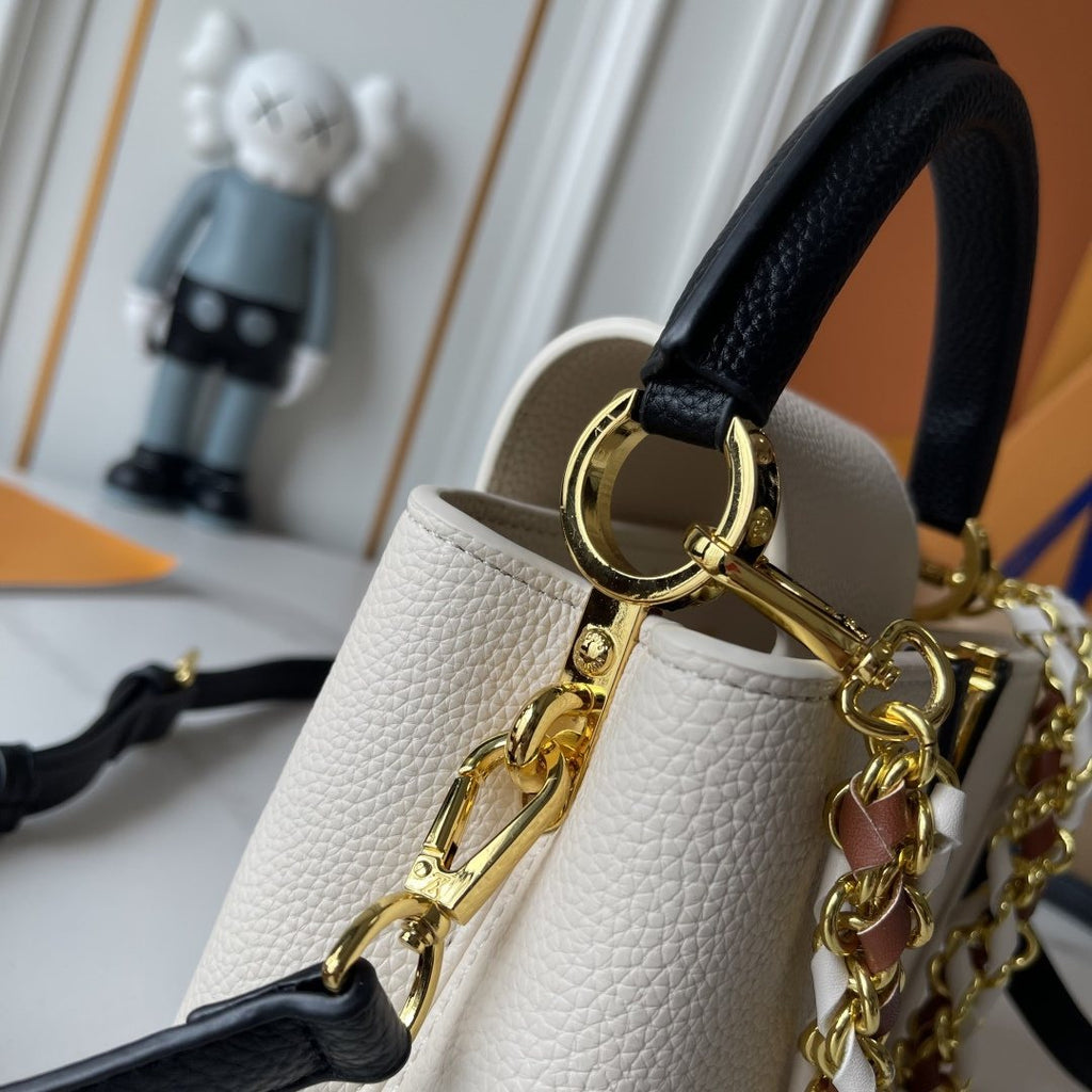 Louis Vuitton Capucines East West Floral Chain Handbag — detail