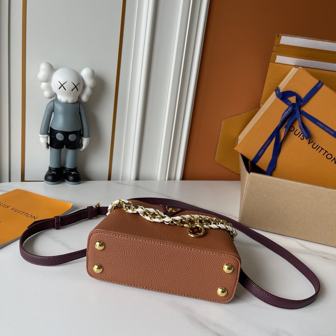 Louis Vuitton Capucines East West Floral Chain Handbag — detail