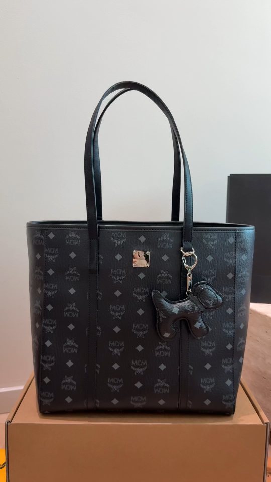 MCM Monogram Zip-Top Tote with Animal Charm — hero