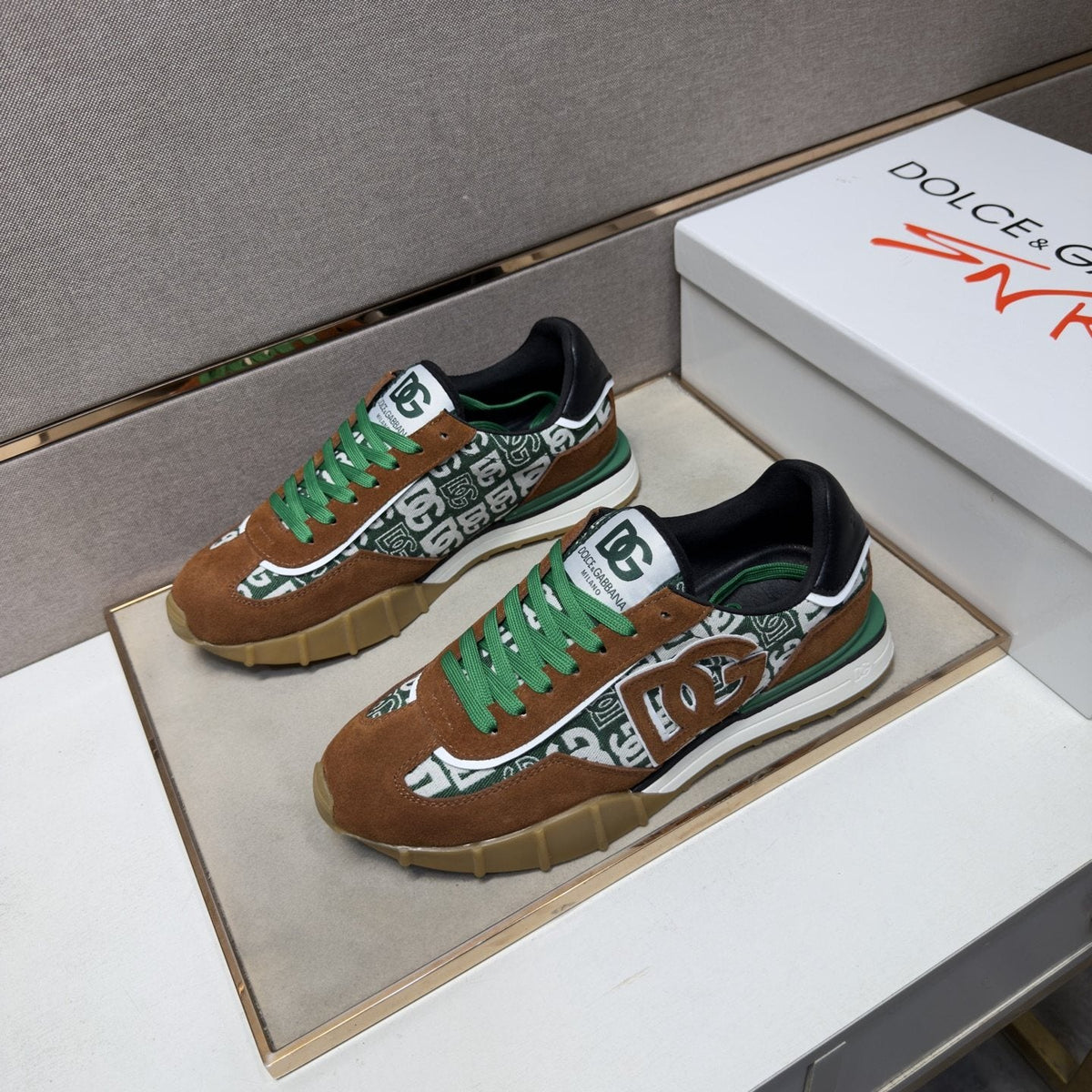 Dolce & Gabbana Patterned Panel Low-Top Sneakers — front