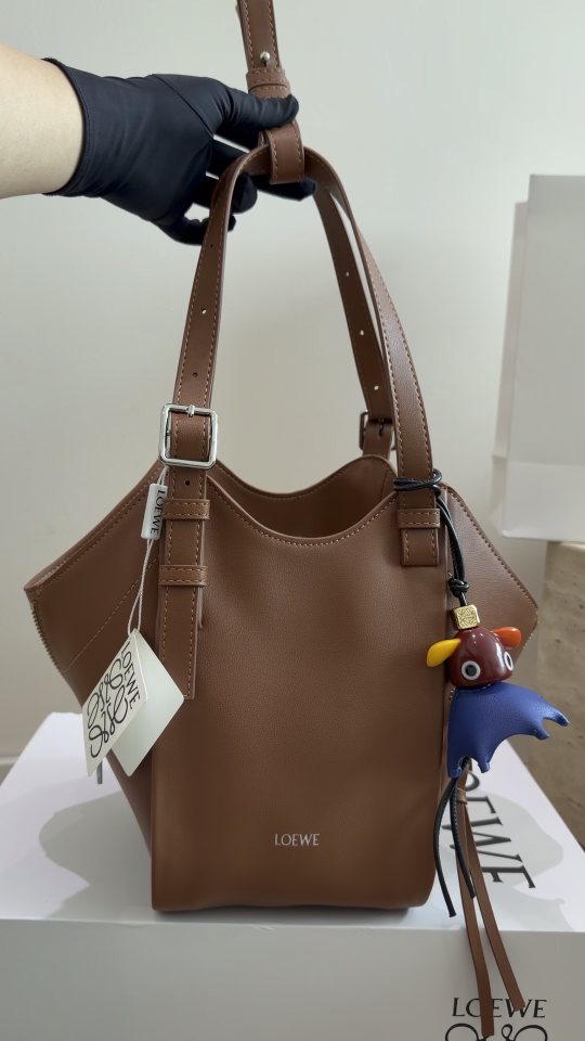 Loewe Twin-Zip Leather Hobo Shoulder Bag — front
