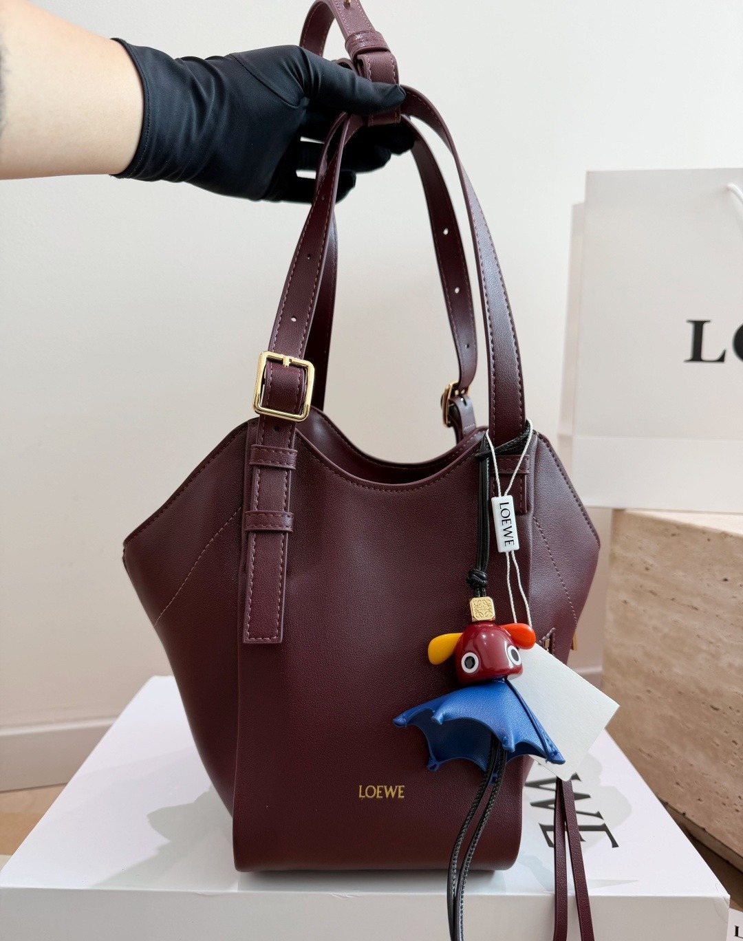 Loewe Twin-Zip Leather Hobo Shoulder Bag — front
