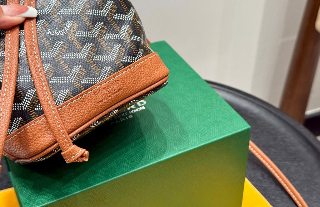 Goyard Oval Handle Drawstring Bucket Bag — detail