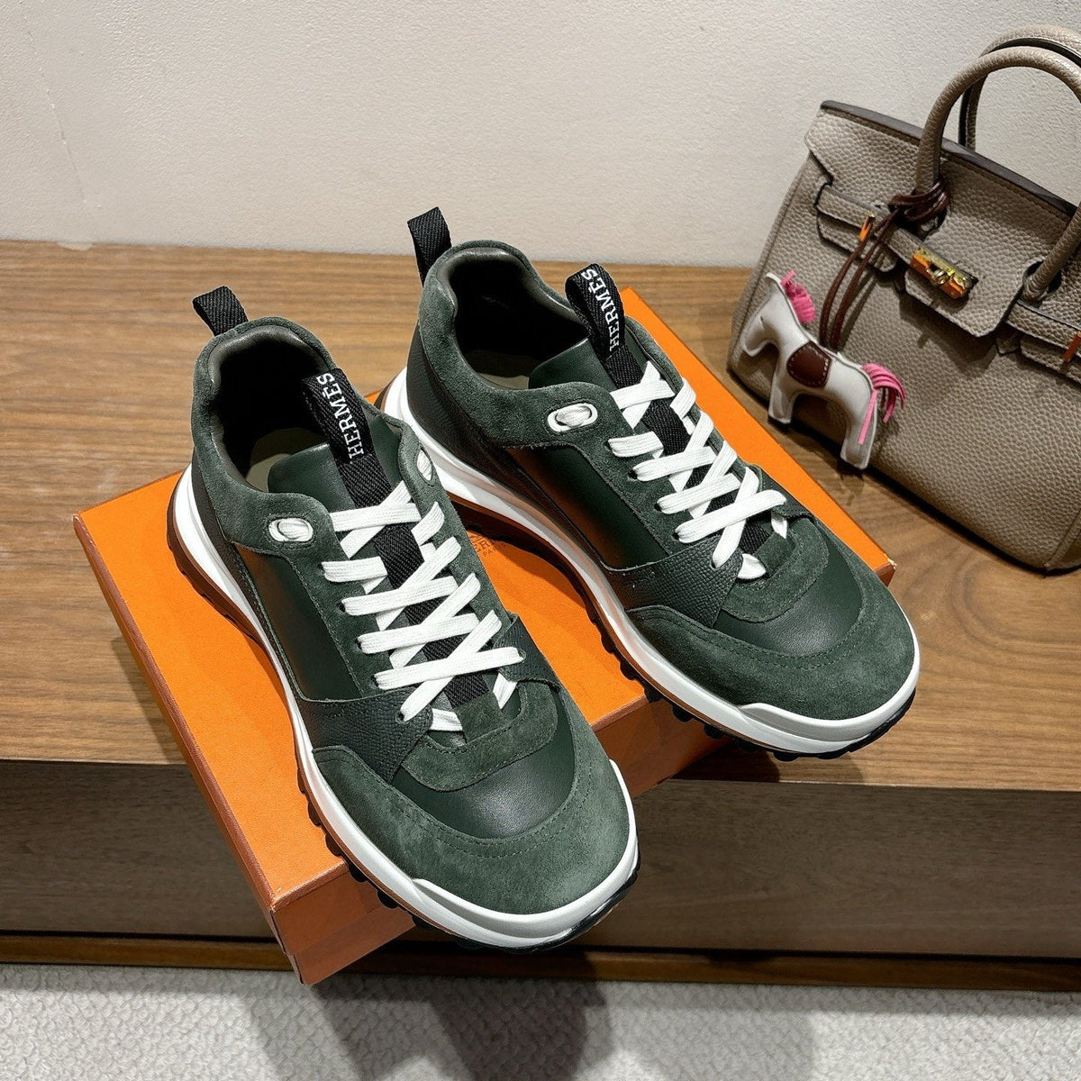 Hermès Paneled Low-Top Sneakers — front