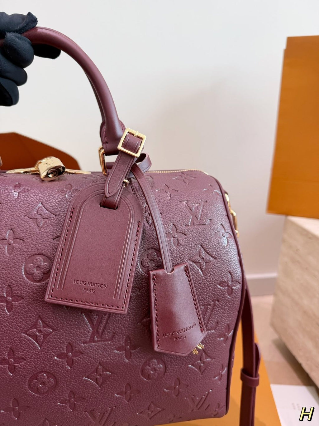 Louis Vuitton Speedy Soft Lucky Burgundy Monogram Bag — detail