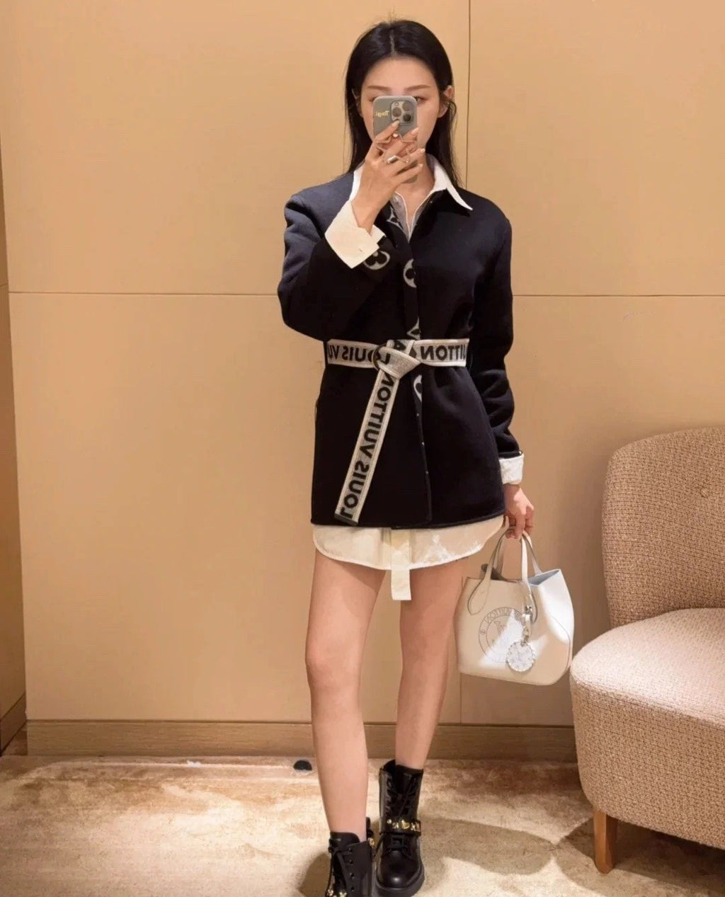 Louis Vuitton Flared Printed Tote with Round Pouch — model