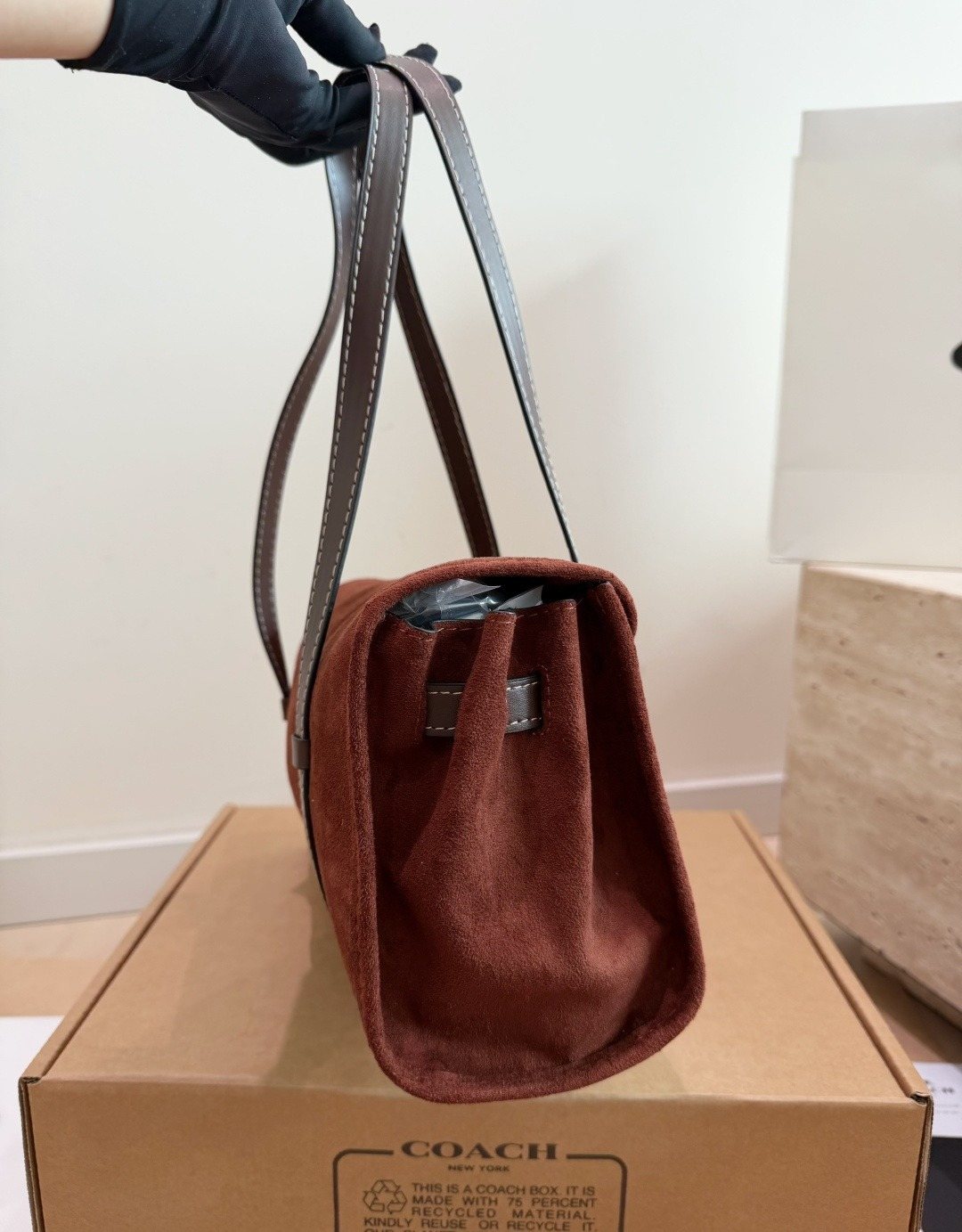 Coach Bridget Rounded-Flap Baguette Shoulder Bag — side