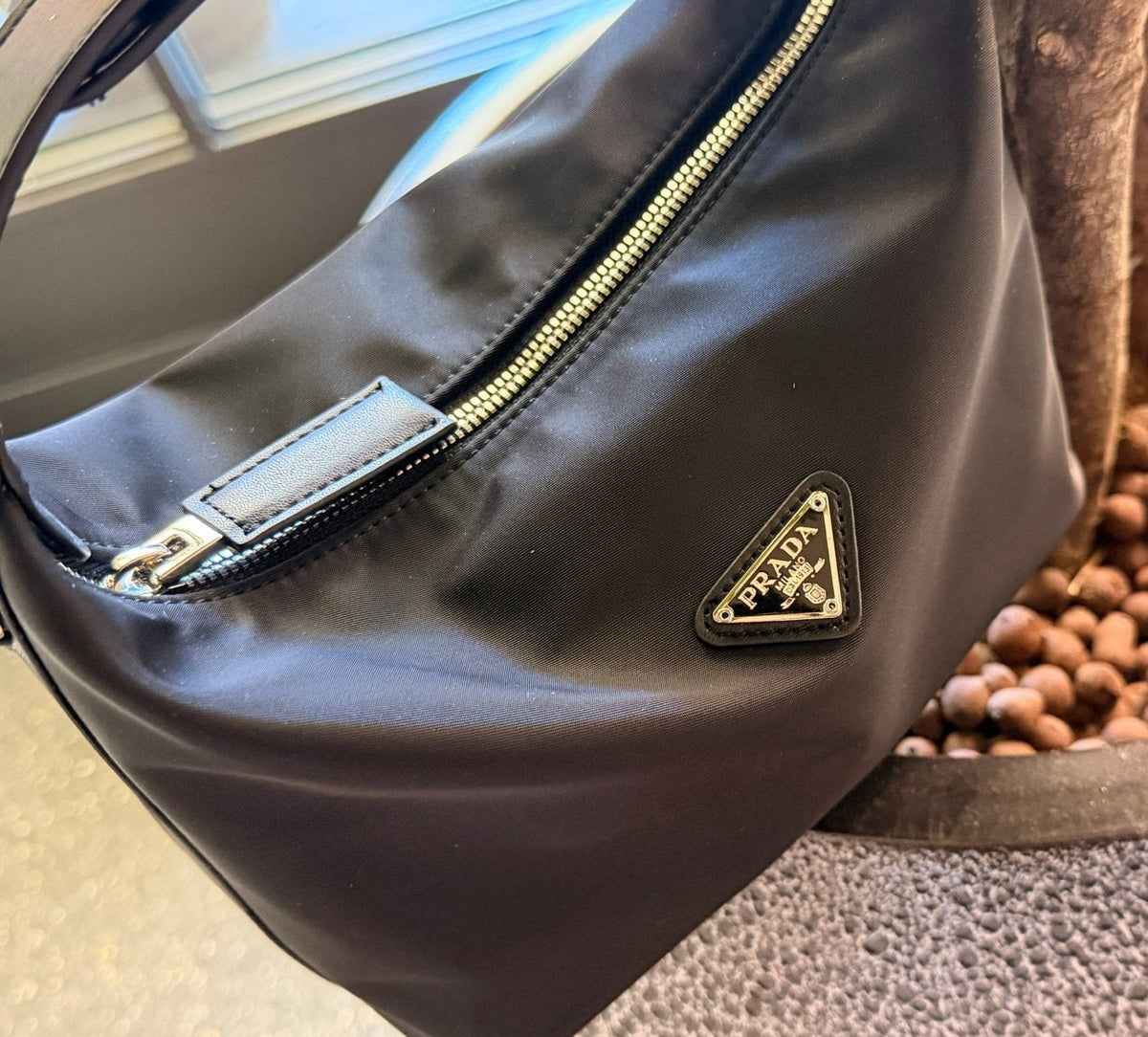Prada Rounded Top Handle Shoulder Bag — detail