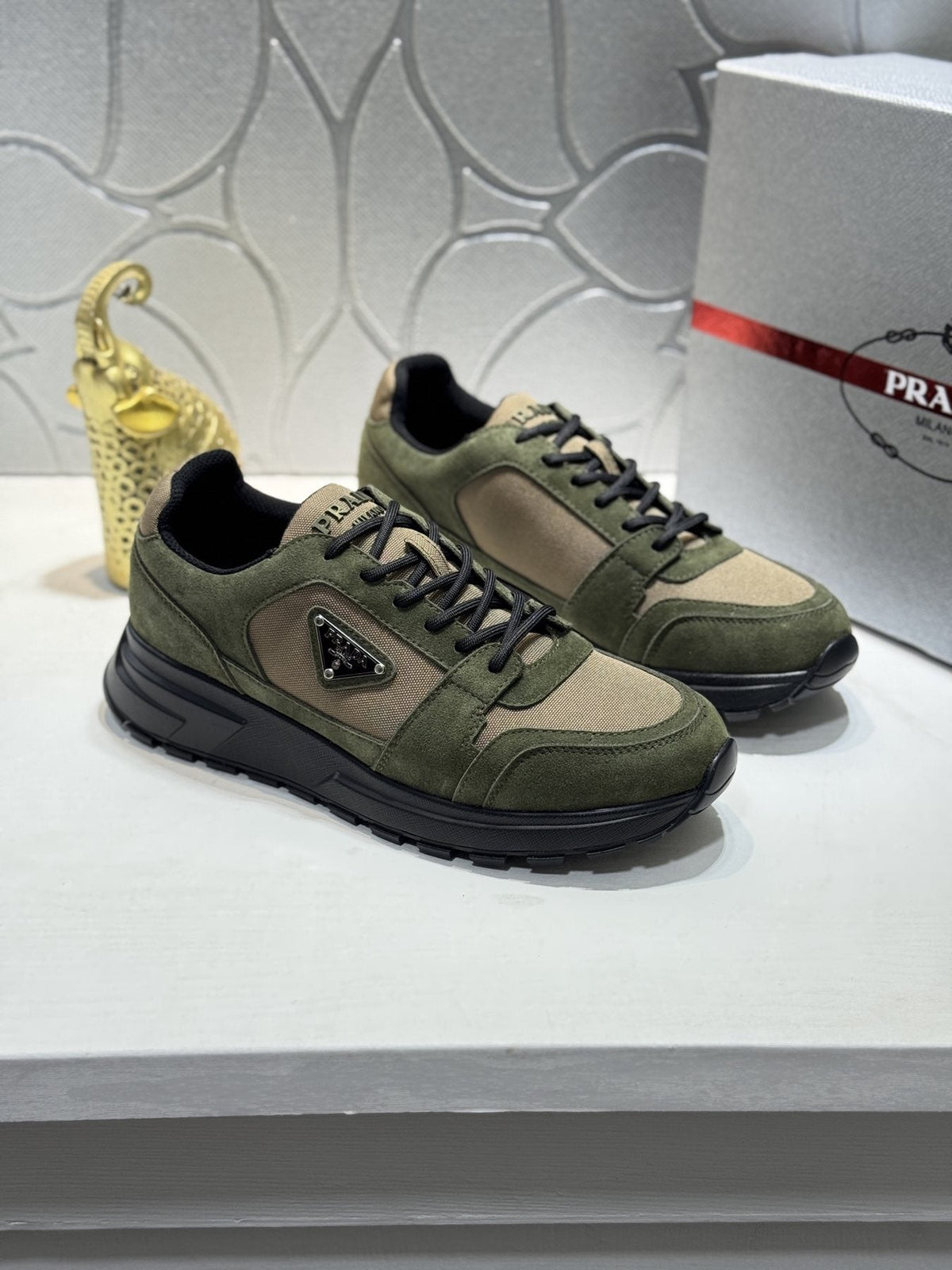 Prada Paneled Chunky-Sole Sneakers — front
