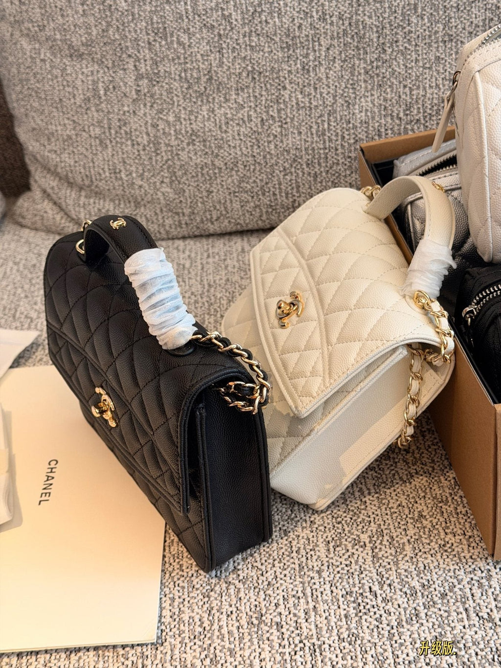 Chanel Quilted Top-Handle Flap Bag — comparison