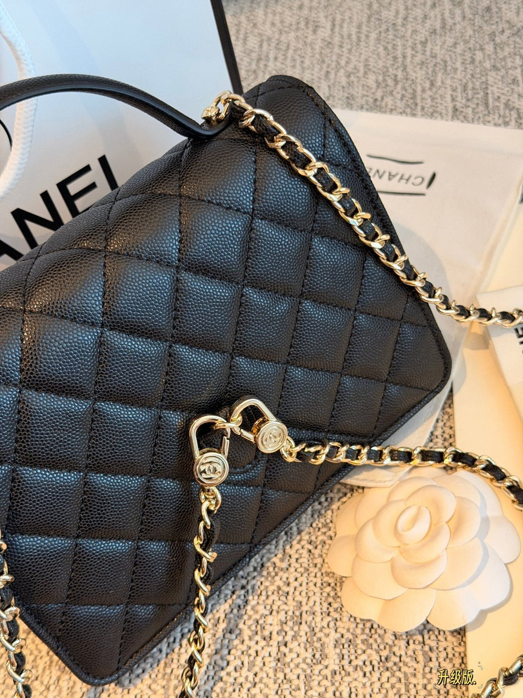 Chanel Quilted Top-Handle Flap Bag — back