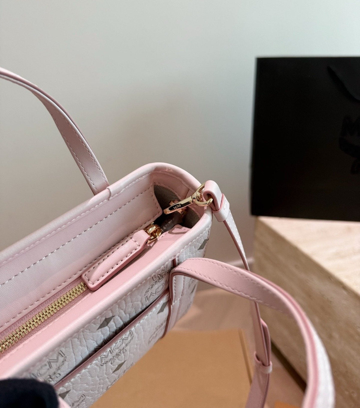 MCM Monogram Tapered Tote Bag — detail