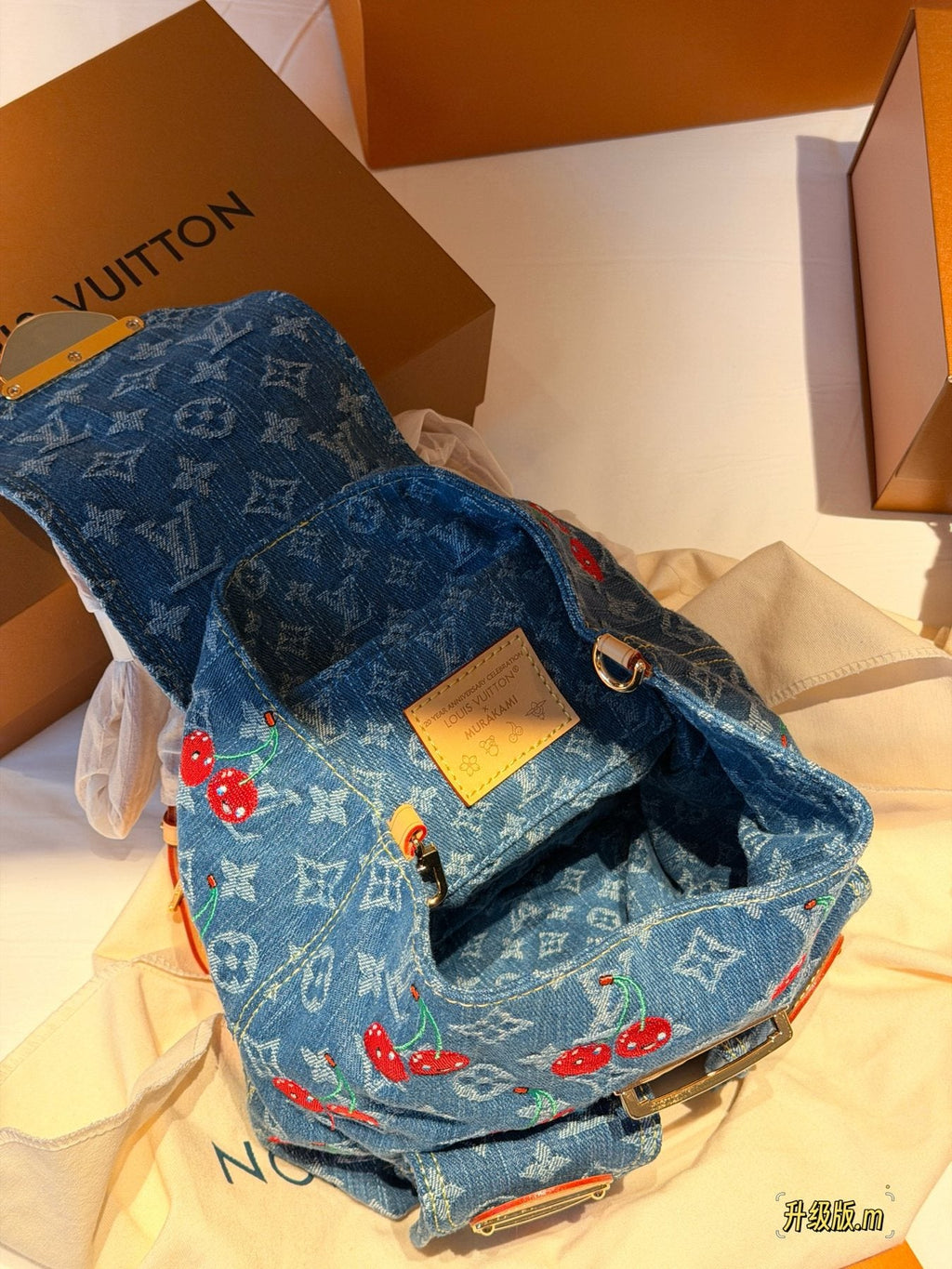 Louis Vuitton Cherry Monogram Denim Backpack — detail