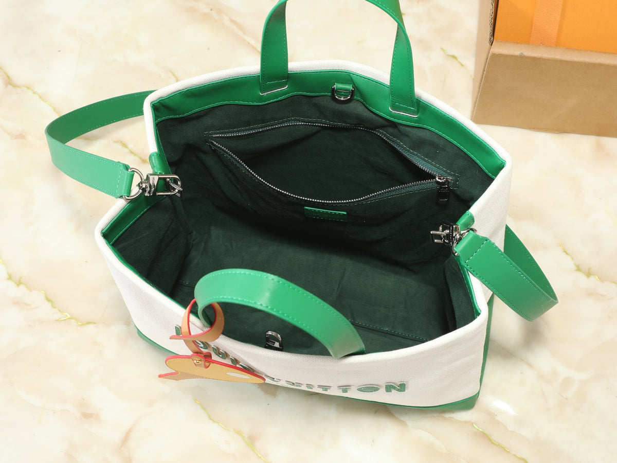 Louis Vuitton Shopper Tote with Green Trim — detail