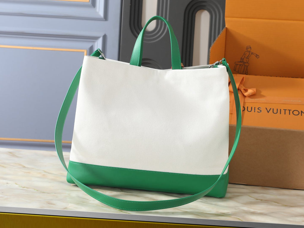 Louis Vuitton Shopper Tote with Green Trim — back
