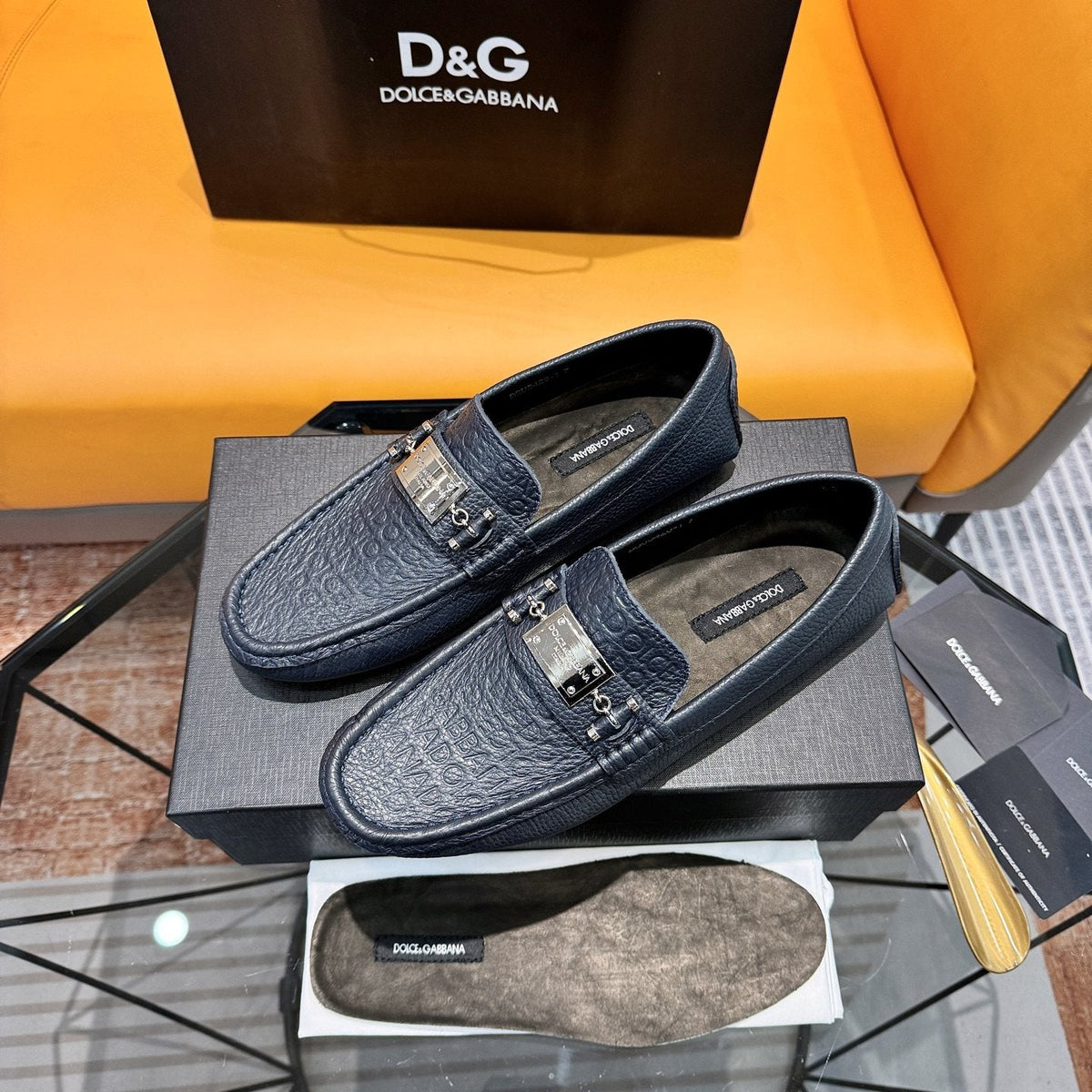 Dolce & Gabbana Embossed Leather Driving Loafers — front