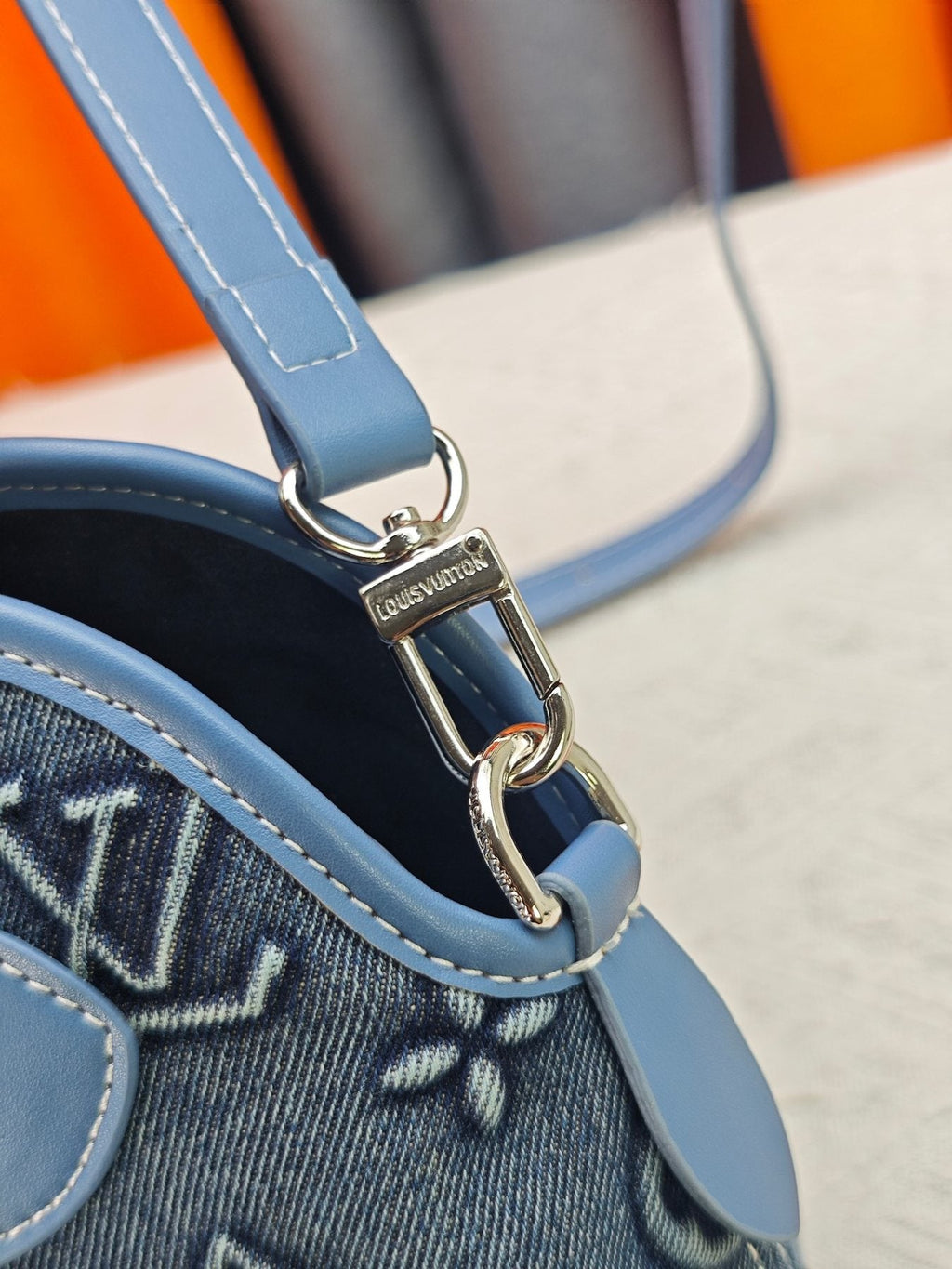 Louis Vuitton Ever More Blue Monogram Handbag — detail