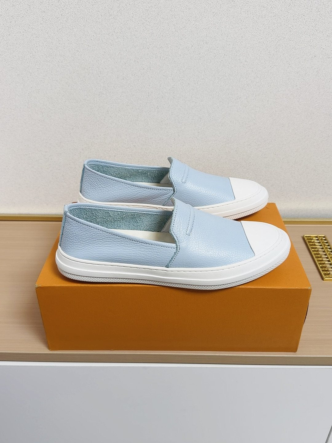Gucci White-Toe Slip-On Shoes — front