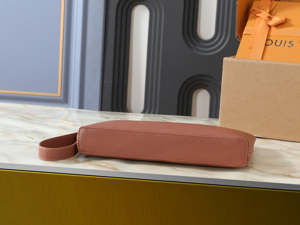 Louis Vuitton Takeoff Leather Wristlet Clutch — side