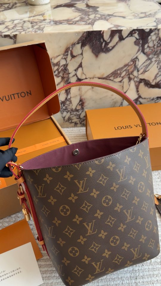 Louis Vuitton Monogram Buckle-Strap Bucket Bag — back