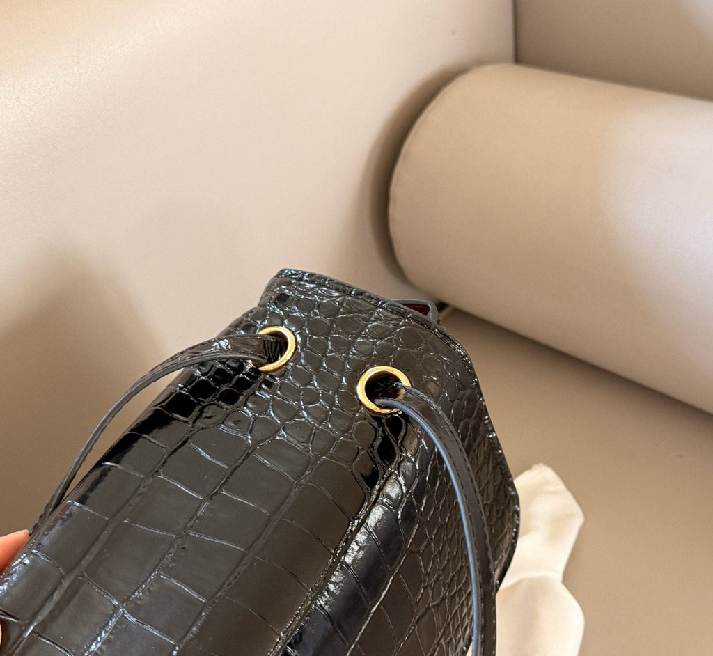 Chanel CF Crocodile-Embossed Flap Shoulder Bag — detail