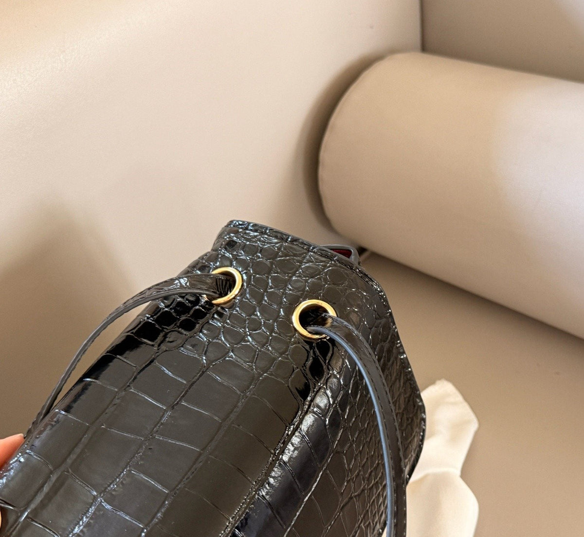 Chanel CF Crocodile-Embossed Flap Shoulder Bag — detail