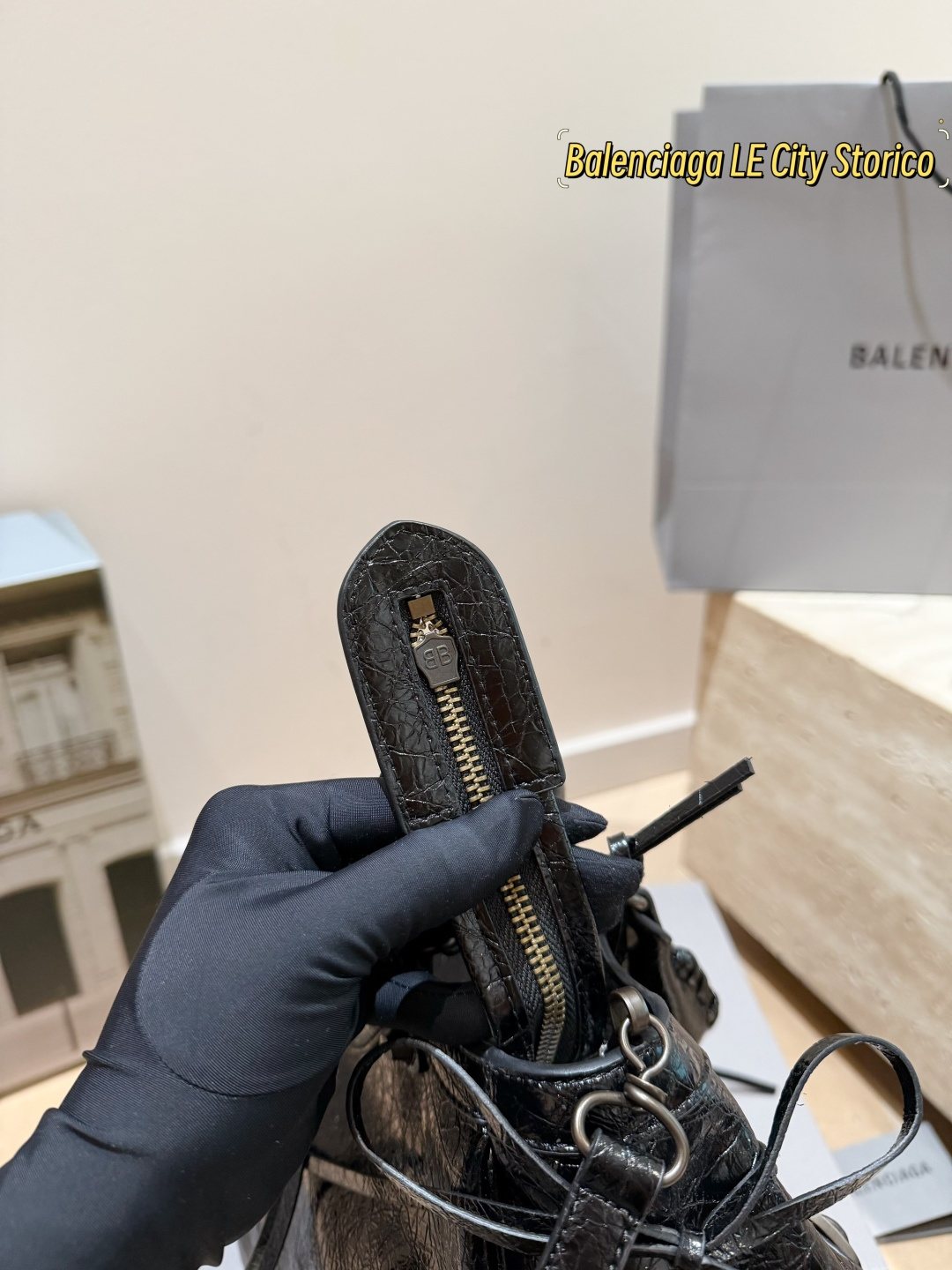 Balenciaga Studded Moto Satchel — detail