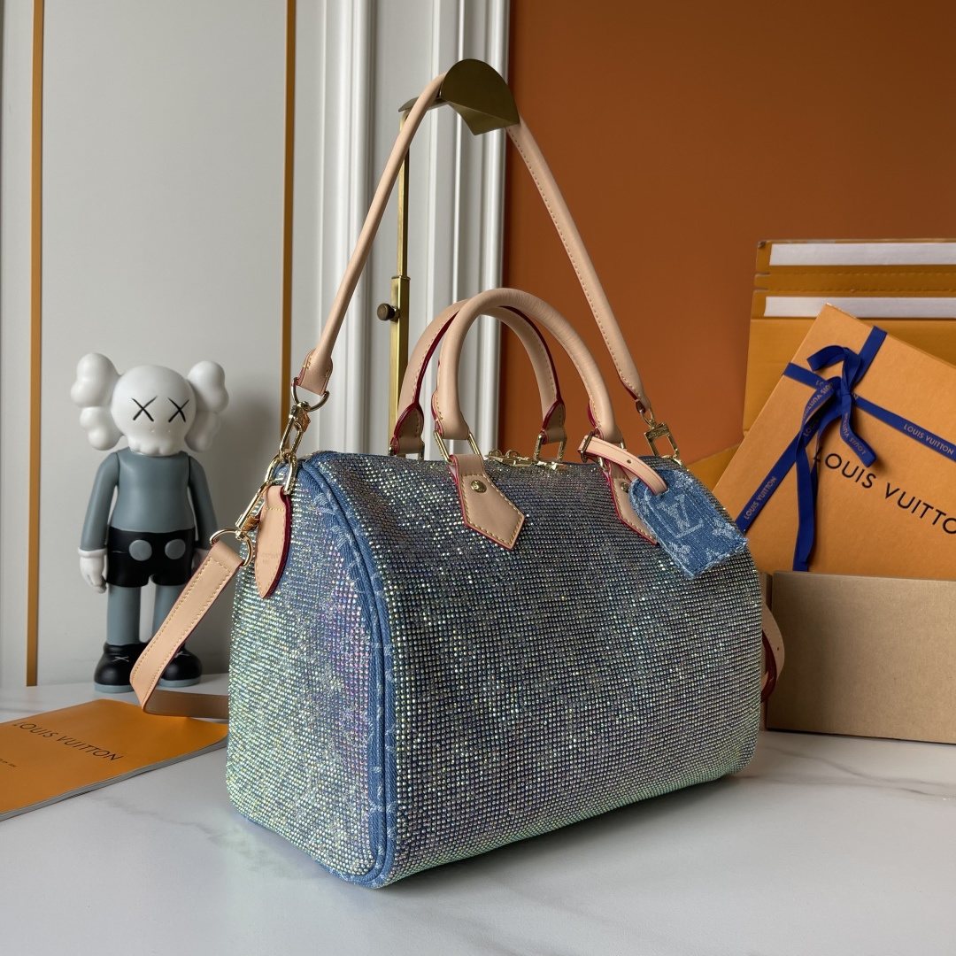 Louis Vuitton Speedy Bandoulière Crystal-Embellished Boston Bag — side