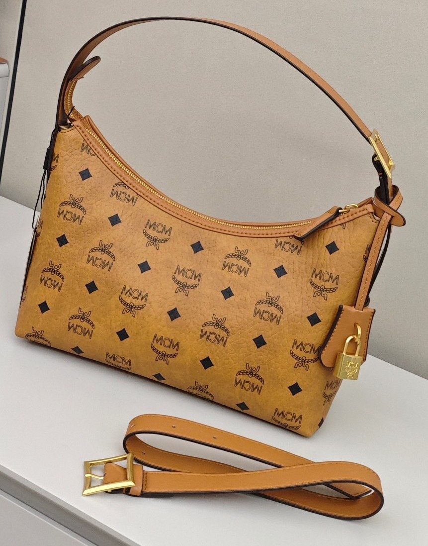 MCM Tan Monogram Shoulder Bag — hero