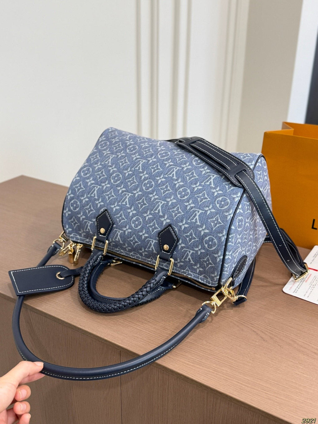 Louis Vuitton Speedy Soft Blue-Gray Monogram Satchel — hero