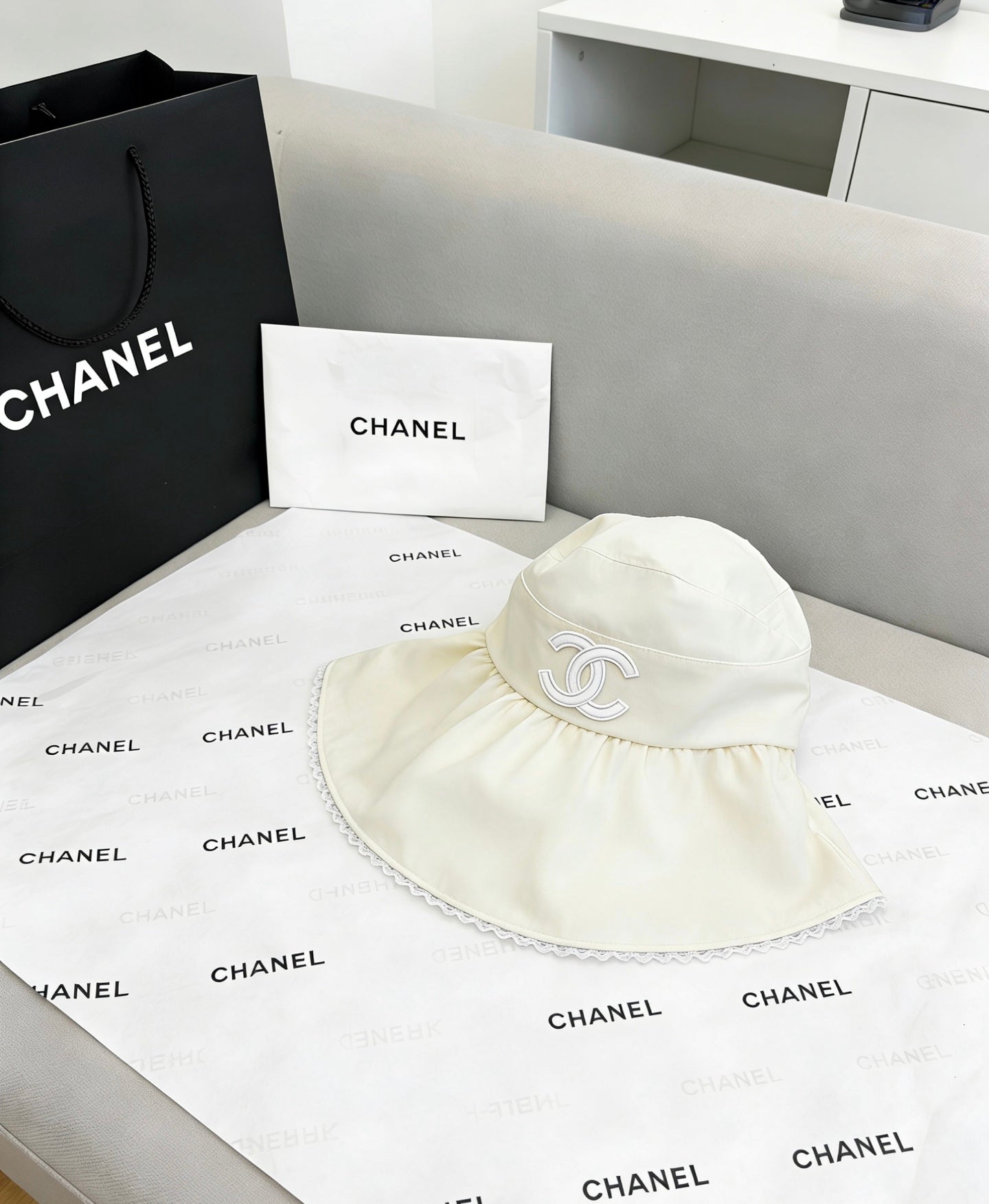 CHANEL Quilted Sun Visor Hat