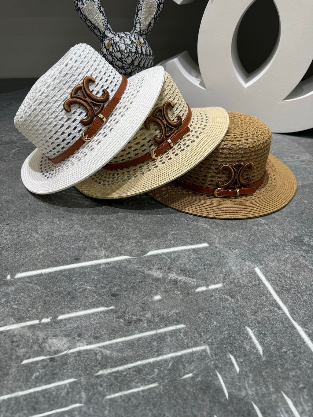 CELINE Straw Flat-Top Sun Hat